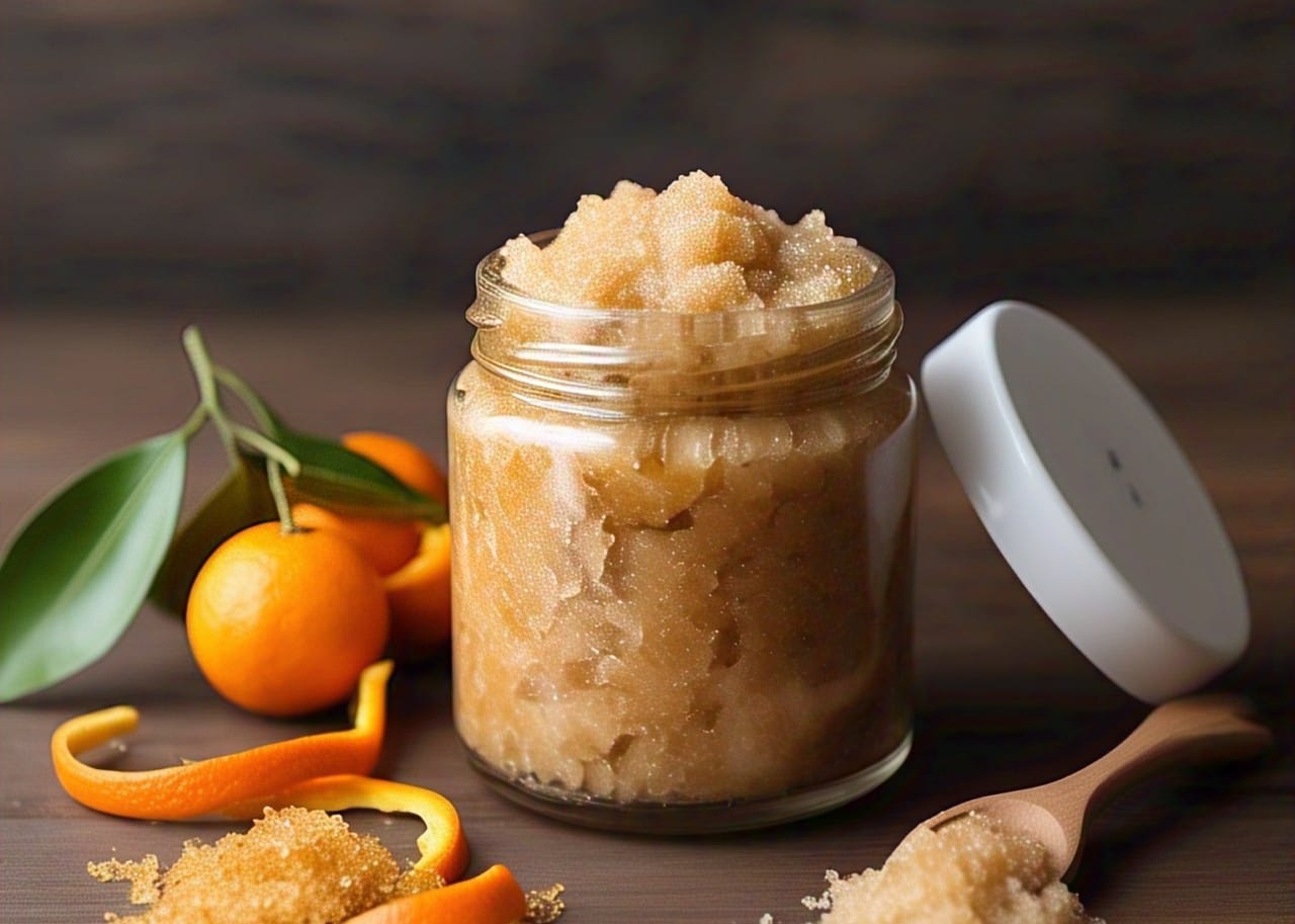 Exfoliate with DIY Brown Sugar, Almond Oil, and Orange Peel Powder Scrub