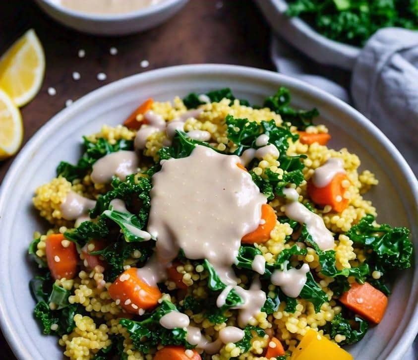 Healthy Millet & Kale with Tahini Dressing: A Nutrient-Packed Delight