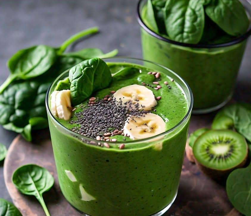 Green Smoothie with Spinach, Banana, and Almond Milk Recipe