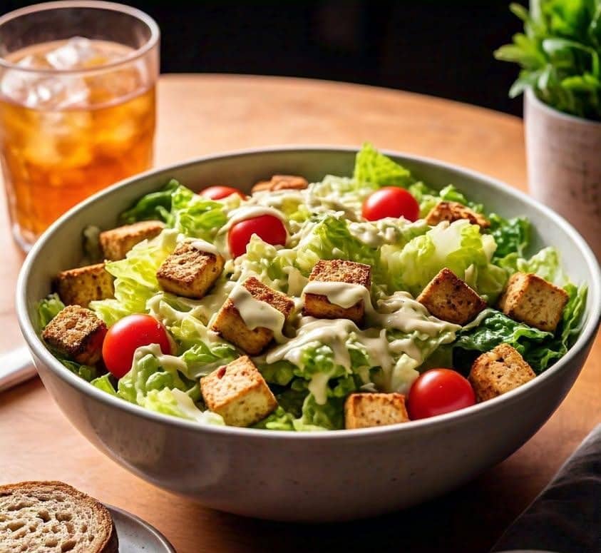 Vegan Caesar Salad with Tofu Croutons Recipe